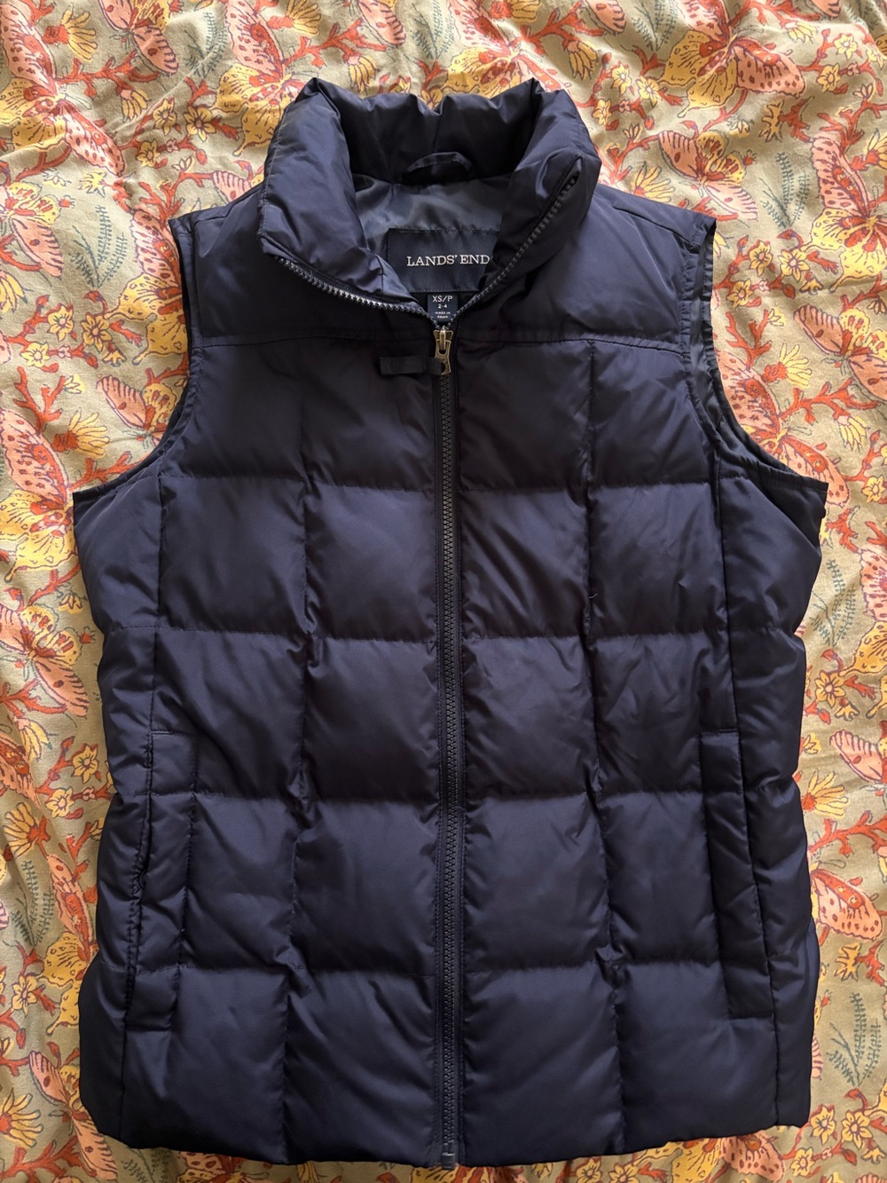 Lands' End Women's Down Navy Puffer Vest XS